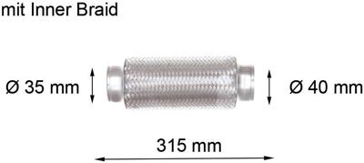 LRT Flexible pipe, exhaust sy d=35/40mm l=315mm