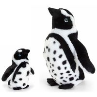 Keel Toys pluche Humboldt pinguin knuffeldieren - wit/zwart - staand - 18 en 40 cm