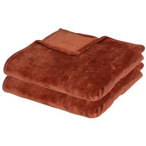 Fleece dekens/fleeceplaids - 2x - terracotta - 130 x 180 cm - polyester - bankdeken