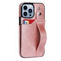 iPhone 11 Pro Max hoesje - Backcover - Pasjeshouder - Portemonnee - Handvat - Kunstleer - Roze - thumbnail