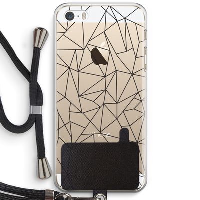 Geometrische lijnen zwart: iPhone 5 / 5S / SE Transparant Hoesje met koord