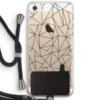 Geometrische lijnen zwart: iPhone 5 / 5S / SE Transparant Hoesje met koord