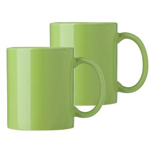 Koffie mokken/bekers Nantes - 2x - keramiek - met oor - groen - 300 ml