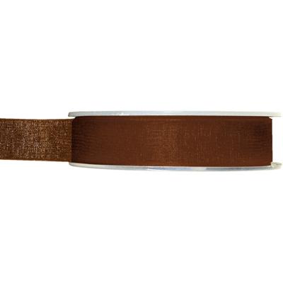 Organza sierlint - bruin - 15 mm x 20 meter - Hobby decoratie lint - Cadeaulint