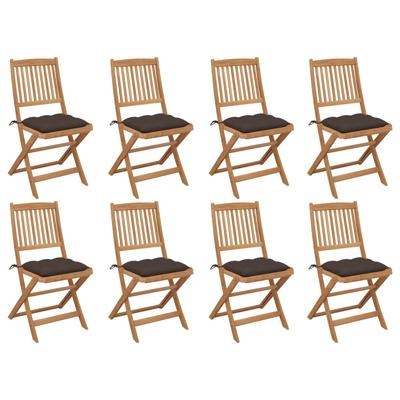 Tuinstoelen 8 st inklapbaar met kussens massief acaciahout