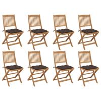 Tuinstoelen 8 st inklapbaar met kussens massief acaciahout