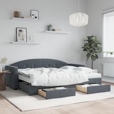 Slaapbank onderschuifbed en lades 80x200 cm fluweel donkergrijs
