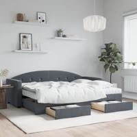 Slaapbank onderschuifbed en lades 80x200 cm fluweel donkergrijs
