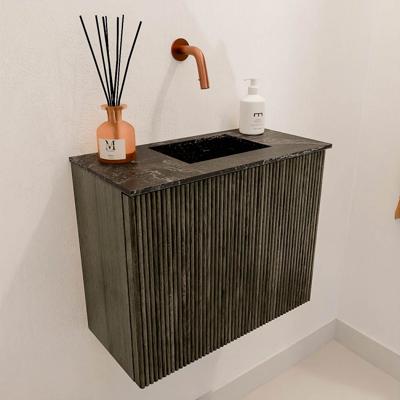 Toiletmeubel Mondiaz Joya Dlux | 50 cm | Meubelkleur Shadow | Faye wastafel Lava Wasbak Rechts | Zonder kraangat(en)