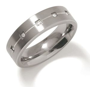 Boccia 0101-20 Ring Titanium-Diamant zilverkleurig 6 mm 5-0,025 crt Maat 64