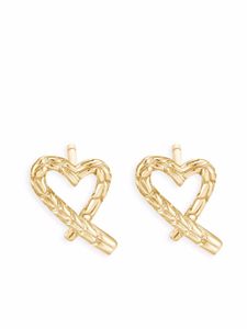 John Hardy puces d'oreilles pendantes Classic Chain Manah Heart en or 14ct