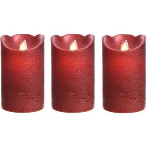 3x Kerst rode LED kaarsen/stompkaarsen 12 cm flakkerend