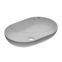 Waskom INK Roman 55 Ovaal 55x38x14cm Natuursteen Mat Wit Marmer