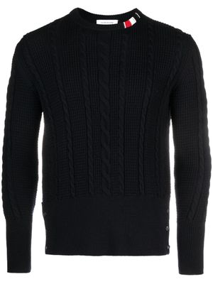 Thom Browne pull en maille torsadée à bande tricolore - Bleu