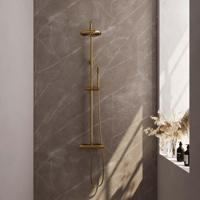 Brauer Gold Carving Regendoucheset opbouw - hoofddouche 20cm - glijstang - handdouche staaf 1 stand - carving knoppen - PVD - geborsteld goud 5-GG-253