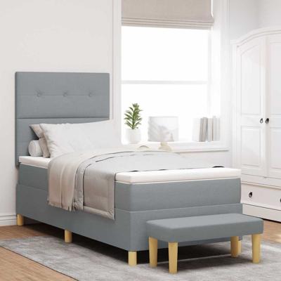 Box Spring Bed met matras en bank stof lichtgrijs 100x200 cm
