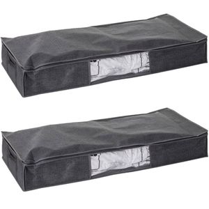 2x Stuks dekbed/kussen opberghoes antraciet grijs met vacuumzak 100 x 45 x 15 cm - Opberghoezen