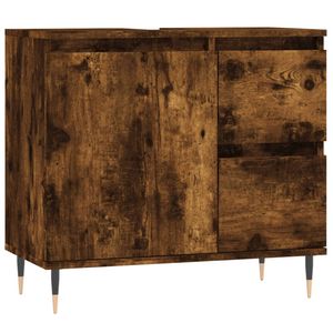 The Living Store Badkaast - Gerookt Eiken - 65 x 33 x 60 cm - Duurzaam bewerkt hout