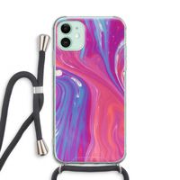 Paarse stroom: iPhone 11 Transparant Hoesje met koord