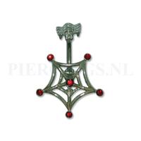 Navelpiercing spinnenweb rood