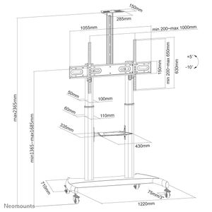 Neomounts PLASMA-M1950E TV-wagen In hoogte verstelbaar 152,4 cm (60) - 254,0 cm (100) Kantelbaar