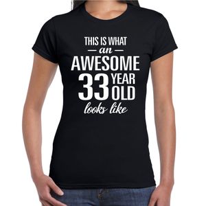 Awesome 33 year / 33 jaar cadeau t-shirt zwart dames