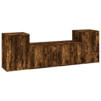 The Living Store Klassieke televisiekastenset - 100 x 34.5 x 40 cm - Gerookt eiken