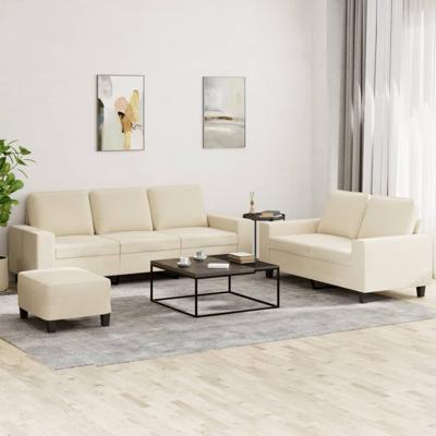 3-delige Loungeset stof crèmekleurig