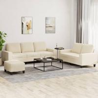 3-delige Loungeset stof crèmekleurig