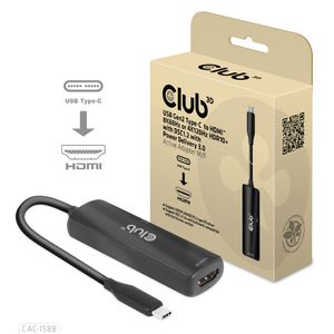 CLUB3D USB Gen2 Type-C to HDMI™ 8K60Hz or 4K120Hz HDR10+ with DSC1.2 with Power Delivery 3.0 Active Adapter M/F