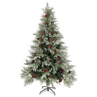 The Living Store Scharnierende Kerstboom Groen/Wit 120cm - PVC/PE - Met 150 LEDs