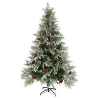 The Living Store Scharnierende Kerstboom Groen/Wit 120cm - PVC/PE - Met 150 LEDs - thumbnail