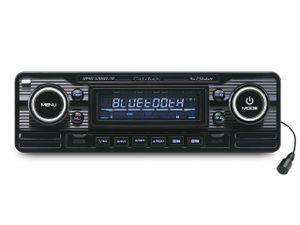 Autoradio met Bluetooth, FM-Radio, USB en AUX - 1 DIN - 75 Watt - Retro Design (RMD120BT-B)