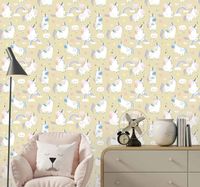 Behang kinderkamer Gelukkig eenhoornpatroon Behang kinderkamer Gelukkig eenhoornpatroon