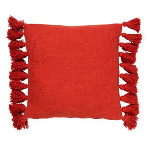 Dutch Decor - RUBY - Kussenhoes 45x45 cm - 100% katoen - met flosjes - Aurora Red - rood