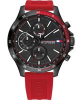 Tommy Hilfiger chronograaf Herenhorlogemet rode siliconen band, 46 mm