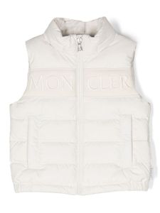 Moncler Enfant logo-embroidered padded gilet - Blanc