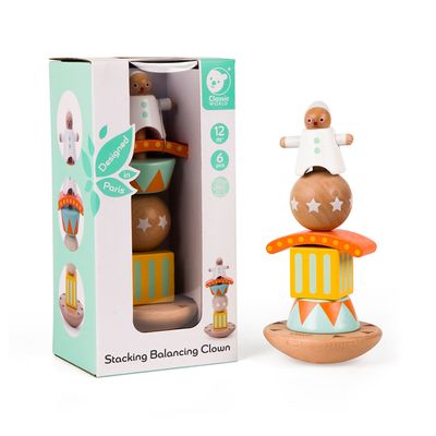 Classic World world houten stapel en balansspel clown, 6dlg.