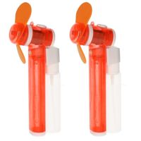 Set van 2x stuks oranje hand ventilators met water verdamper 16 cm