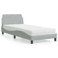 Bed met matras "Dover" fluweel lichtgrijs 90x200 cm