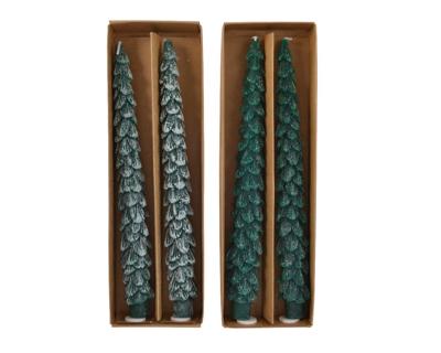 Kaars wax l26,40b5,7h4 cm groen a2 2st Decoris - Decoris