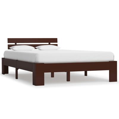 Bedframe massief grenenhout donkerbruin 140x200 cm