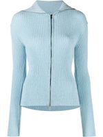 Nanushka cardigan zippé en maille nervurée - Bleu
