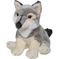 Pluche grijze wolf/wolven knuffel 22 cm speelgoed   - - thumbnail