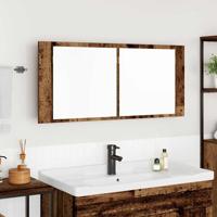 LED Spiegelkast Oud hout 100 x 12 x 45 cm Bewerkt hout