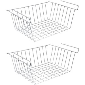 MSV Kastmandje - 4x - opberg/hang mandjes - rvs - zilver - 30 x 24 x 13.5 cm