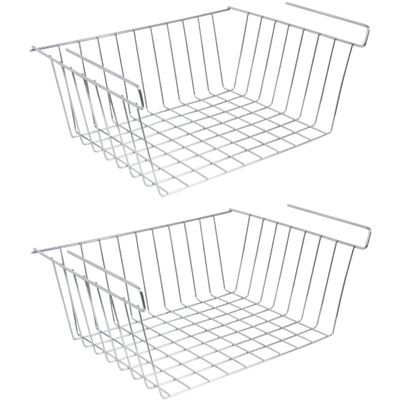 MSV Kastmandje - 4x - opberg/hang mandjes - rvs - zilver - 30 x 24 x 13.5 cm