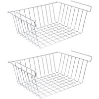 MSV Kastmandje - 4x - opberg/hang mandjes - rvs - zilver - 30 x 24 x 13.5 cm