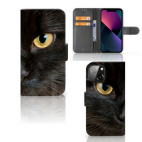 iPhone 13 Mini Telefoonhoesje met Pasjes Zwarte Kat