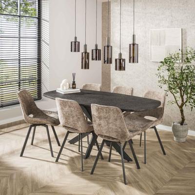 LifestyleFurn Deens Ovale Eettafel 'Doria' Metallic, 180 x 90cm